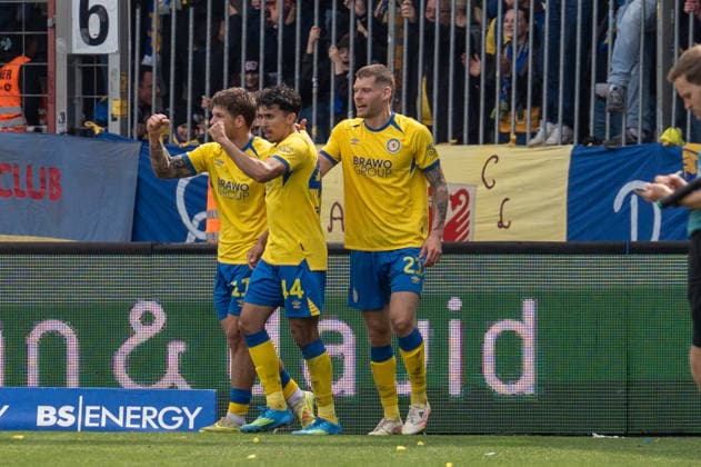 Germany Soccer, 2 Bundesliga, 28 Matchday 2025 26, Eintracht Braunschweig 1 FC Nürnberg on 05 04 in Braunschweig, Eintracht Stadion Goal Jovan Mijatovic Eintracht Braunschweig 11 Jubel Freude Emotionen Torjubel 1 1 Copyright: xSvenxHeidmannx