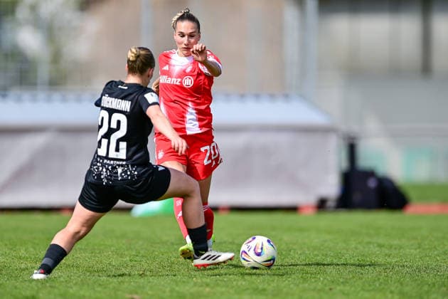 v li Sarah Stoeckmann Viktoria Berlin, 22 Jana Kappes FCB, 20 in duel, duel, tackle, dynamic, action, action, 05 04 2026, Aschheim Germany , Soccer,2 Women Bundesliga, FC Bayern München II Viktoria Berlin, DFB DFL REGULATIONS PROHIBIT ANY USE OF PHOTOGRAPHS AS IMAGE SEQUENCES AND OR QUASI VIDEO xslx