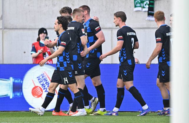 05 04 2026 Soccer Season 2025 2026 2 Soccer Bundesliga 28 Matchday SpVgg Greuther Fürth Kleeblatt SGF SC Paderborn 07 SCP Sportfoto Zink MeZi xmexzix DFL regulations prohibit any use of photographs as image sequences and or quasi video only for editorial use Torjubel Jubel Freude nach Treffer Tor Torschuß zum 0 2 durch Filip Bilbija 7, SC Paderborn 07