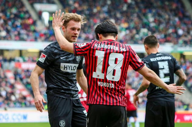 Germany Soccer 2 Bundesliga 2025 2026, 28 Matchday Hannover 96 vs SV 07 Elversberg Heinz von Heiden Arena Stadion Hannover Daisuke Yokota Hannover 96, 18 Tom Zimmerschied SV 07 Elversberg, 29 Hannover Copyright: xAymanxAlahmedx