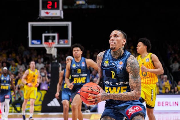Michale Kyser EWE Baskets Oldenburg, 12 , GER, ALBA Berlin vs EWE Baskets Oldenburg, Basketball Men, easy Credit BBL, Season 2025 2026, 28 Matchday, 05 04 2026 GER, ALBA Berlin vs EWE Baskets Oldenburg, Basketball Men, easy Credit BBL, Season 2025 2026, 28 Matchday, 05 04 2026 Berlin Copyright: xClaudiusxRauch,xEibner-Pressefotox xClaudiusxRauchx EP_CRH
