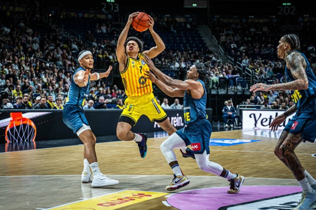 Basketball Berlin 05 04 2026 Season 2025 2026 EasyCredit BBL 1 Bundesliga Men, Men Alba Berlin EWE Baskets Oldenburg Jack Kayil Alba Berlin, No 07