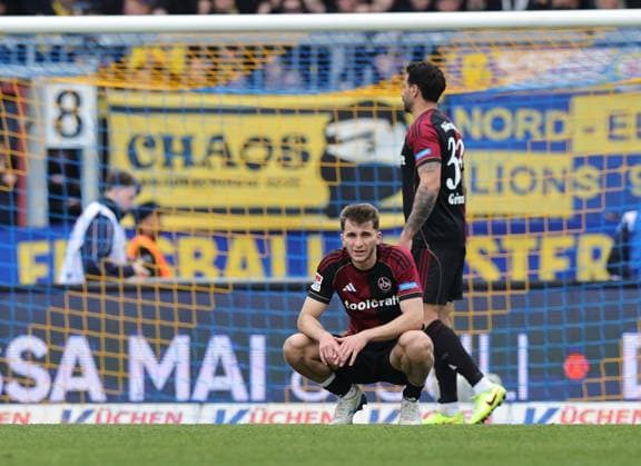 05 04 2026 Soccer Season 2025 2026 2 Soccer Bundesliga 28 Matchday Eintracht Braunschweig BTSV EBS 1 FC Nürnberg FCN Club Sportfoto Zink DaMa xdaxmax DFL regulations prohibit any use of photographs as image sequences and or quasi video only for editorial use Adam Markhiev 6, 1 FC Nürnberg FCN Adriano Grimaldi 33, 1 FC Nürnberg FCN disappointed Disappointment after the end of the match