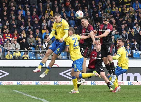 05 04 2026 Soccer Season 2025 2026 2 Soccer Bundesliga 28 Matchday Eintracht Braunschweig BTSV EBS 1 FC Nürnberg FCN Club Sportfoto Zink DaMa xdaxmax DFL regulations prohibit any use of photographs as image sequences and or quasi video only for editorial use Luka Lochoshvili 24, 1 FC Nürnberg FCN with header