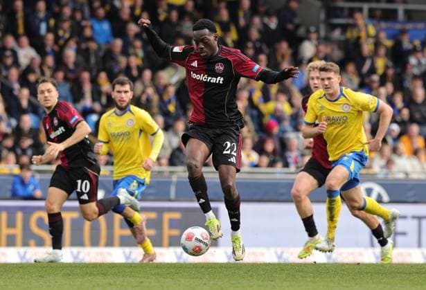 05 04 2026 Soccer Season 2025 2026 2 Soccer Bundesliga 28 Matchday Eintracht Braunschweig BTSV EBS 1 FC Nürnberg FCN Club Sportfoto Zink DaMa xdaxmax DFL regulations prohibit any use of photographs as image sequences and or quasi video only for editorial use Rabby Nzingoula 22, 1 FC Nürnberg FCN in attack