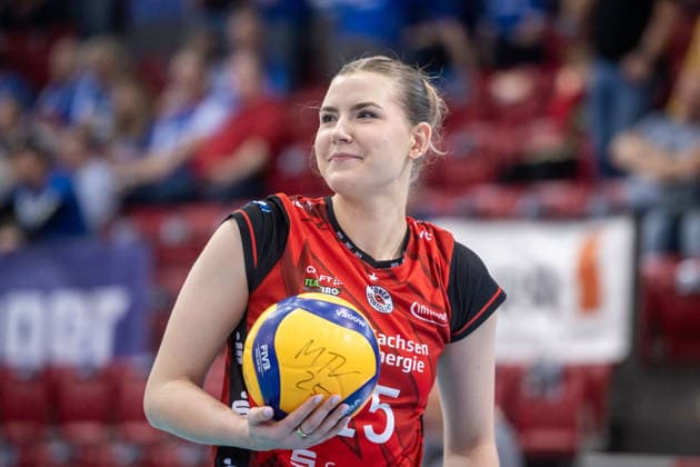 Marta Kamelija Levinska Dresdner SC, 15 GER, Allianz MTV Stuttgart Dresdner SC, Volleyball Bundesliga, VBL, 2025 2026 season, playoffs semi-final, match 1, 05 04 2026 GER, Allianz MTV Stuttgart Dresdner SC, Volleyball Bundesliga, VBL, 2025 2026 season, playoffs semi-final, match 1, 05 04 2026 Stuttgart Copyright: xSandyxDinkelackerx EP_SDR