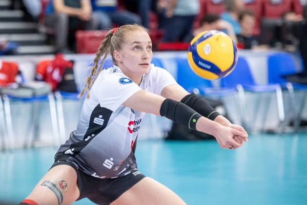 Patricia Nestler Dresdner SC, 01 GER, Allianz MTV Stuttgart Dresdner SC, Volleyball Bundesliga, VBL, 2025 2026 season, playoffs semi-final, match 1, 05 04 2026 GER, Allianz MTV Stuttgart Dresdner SC, Volleyball Bundesliga, VBL, 2025 2026 season, playoffs semi-final, match 1, 05 04 2026 Stuttgart Copyright: xSandyxDinkelackerx EP_SDR