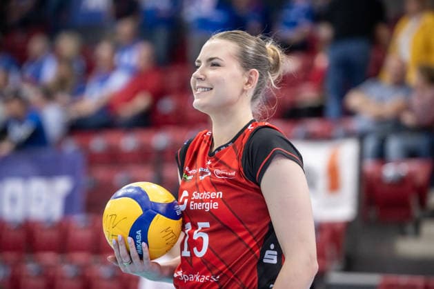 Marta Kamelija Levinska Dresdner SC, 15 GER, Allianz MTV Stuttgart Dresdner SC, Volleyball Bundesliga, VBL, 2025 2026 season, playoffs semi-final, match 1, 05 04 2026 GER, Allianz MTV Stuttgart Dresdner SC, Volleyball Bundesliga, VBL, 2025 2026 season, playoffs semi-final, match 1, 05 04 2026 Stuttgart Copyright: xSandyxDinkelackerx EP_SDR