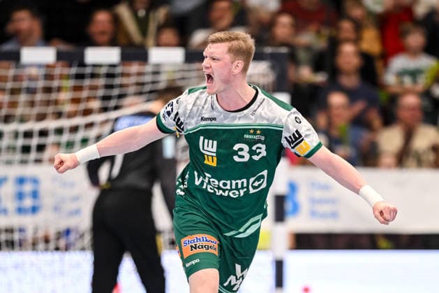 Goeppingen, Germany, 05 04 26 Ymir Oern Gislason FRISCH AUF Goeppingen gestures, gestures, cheers during the Daikin Handball Bundesliga match between FRISCH AUF Goeppingen vs SC Magdeburg at EWS Arena on April 05, 2026 in Goeppingen, Germany Photo by Harry Langer DeFodi Images Goeppingen, Germany, 05 04 26 Ymir Oern Gislason FRISCH AUF Goeppingen gestures during the Daikin Handball Bundesliga match between FRISCH AUF Goeppingen vs SC Magdeburg at EWS Arena on April 5, 2026 in Goeppingen, Germany Photo by Harry Langer DeFodi Images Photo by Harry Langer DeFodi Images