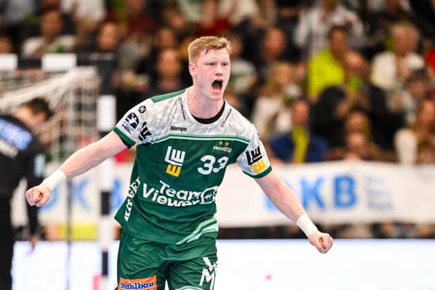 Goeppingen, Germany, 05 04 26 Ymir Oern Gislason FRISCH AUF Goeppingen gestures, gestures, cheers during the Daikin Handball Bundesliga match between FRISCH AUF Goeppingen vs SC Magdeburg at EWS Arena on April 05, 2026 in Goeppingen, Germany Photo by Harry Langer DeFodi Images Goeppingen, Germany, 05 04 26 Ymir Oern Gislason FRISCH AUF Goeppingen gestures during the Daikin Handball Bundesliga match between FRISCH AUF Goeppingen vs SC Magdeburg at EWS Arena on April 5, 2026 in Goeppingen, Germany Photo by Harry Langer DeFodi Images Photo by Harry Langer DeFodi Images
