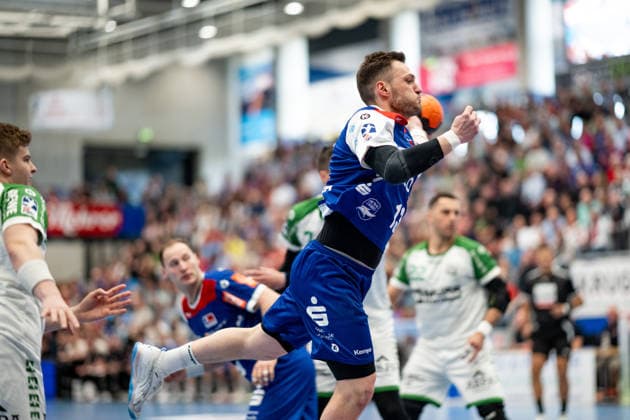 Merlin Fuss HBW Balingen Weilstetten, 13 on throw HBW Balingen Weilstetten vs HC Oppenweiler Backnang, Handball, 2 Bundesliga, Matchday 26, Season 2025 2026, 05 04 2026, Eibner Pressefoto Andreas Ulmer HBW Balingen Weilstetten vs HC Oppenweiler Backnang, Handball, 2 Bundesliga, Matchday 26, Season 2025 2026, 05 04 2026, Balingen Copyright: xEibner-Pressefoto AndreasxUlmerx EP_AUR