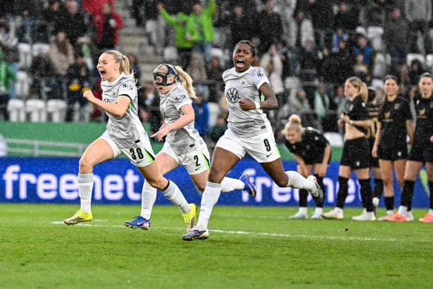 Soccer I Women I Season 2025 2026 I DFB Cup I FC Carl Zeiss Jena VfL Wolfsburg I 05 04 2026 VfL Wolfsburg celebrates after reaching the final Jena Ernst Abbe Sportfeld, ad hoc Arena Thüringen Germany Copyright: xLobeca InesxHähnelx