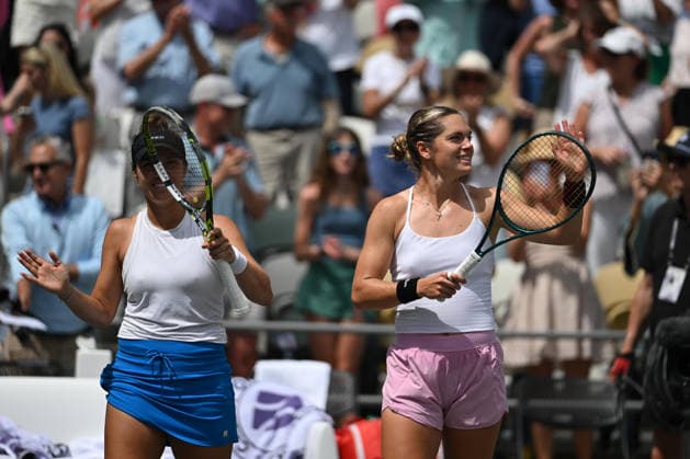 April 5, 2026, Charleston, South Carolina, SC: DESIRAE KRAWCZYK and CATHERINE MCNALLY of the United States celebrate their victory over ANNA BONDAR of Hungary and MAGDALENA FRECH of Poland in the final doubles match of the Credit One Charleston Open at Credit One Stadium on April 3rd, 2026 in Charleston, SC. Tennis 2026: Charleston Open Finals  - ZUMAv134 20260405_zsp_v134_005 Copyright: xMaxwellxVittoriox