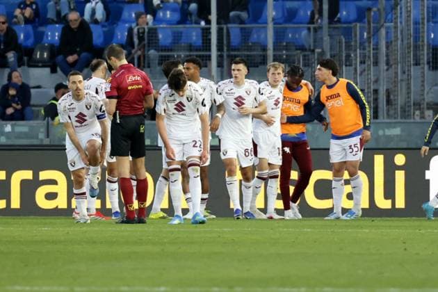 April 5, 2026, Pisa, ITALIA: Torino s team celebrates after scoring 0-1 during the Italian Serie A soccer match Pisa SC vs Torino FC at Arena Garibaldi stadium in Pisa, Italy, 05 April 2026. ANSA ENRICO MATTIA DEL PUNTA Soccer: Serie A; Pisa SC Vs Torino  - ZUMAa110 20260405_zaf_a110_019 Copyright: xEnricoxMattiaxDelxPuntax