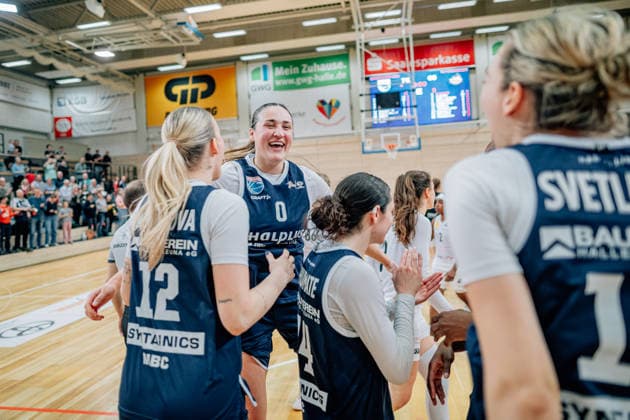 BB 1BL Women Syntainics MBC Lions TK Hannover Luchse Alexia Susan Allesch GISA Lions MBC during the 2025 2026 season in the 1 playoff round game 2 ande in the DBBL Toyota Bundesliga Syntainics MBC Lions and TK Hannover Luchse at the SWH Arena on April 5, 2026 in Halle Saale, Sachsen Anhalt, Germany