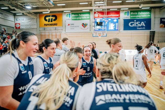BB 1BL Women Syntainics MBC Lions TK Hannover Luchse Anna Suckstorff GISA Lions MBC during the 2025 2026 season in the 1 playoff round game 2 ande in the DBBL Toyota Bundesliga Syntainics MBC Lions and TK Hannover Luchse at the SWH Arena on April 5, 2026 in Halle Saale, Sachsen Anhalt, Germany