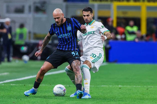 CALCIO - Serie A - Inter - FC Internazionale vs AS Roma Federico Dimarco of FC Internazionale seen in action during Serie A 2025 26 football match between FC Internazionale and AS Roma at San Siro Stadium in Milan Milan Italy  Copyright: xIPAxSport ABACAx