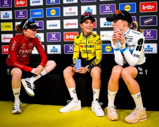 Ronde van Vlaanderen Women 2026 Cycling Race OUDENAARDE, BELGIUM - APRIL 05 : Pieterse Puck (NED) of Fenix-Premier Tech, Vollering Demi (NED) of FDJ United - SUEZ and Ferrand-Prevot Pauline (FRA) of Team Visma Lease a Bike the 23rd edition of Ronde van Vlaanderen Women an UCI Women s World Tour 1.WWT one day cycling road race for Women Elite of 164 km with start in Oudenaarde and finish in Oudenaarde on April 5, 2026 in Oudenaarde, Belgium, 05 04 2026 ( Motordriver Serge Seynaeve -  Copyright: xTomasxSiskx