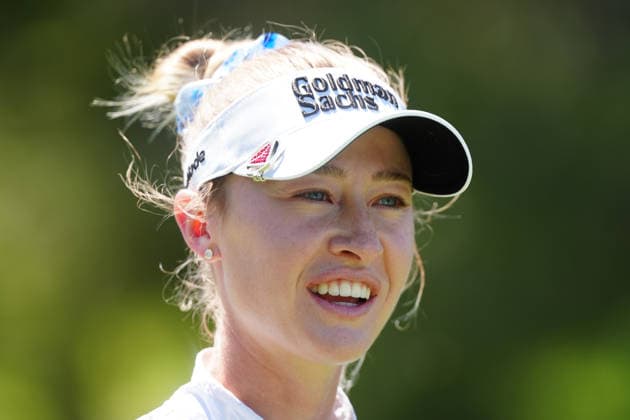 LAS VEGAS, NV - APRIL 05: LPGA, Golf Damen golfer Nelly Korda walks the first hole during the final round of the Aramco Championship on April 5, 2026, at Shadow Creek Golf Course in Las Vegas, Nevada. (Photo by Brian Spurlock Icon Sportswire) GOLF: APR 05 LPGA Aramco Championship EDITORIAL USE ONLY Icon26040519