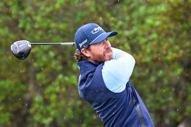 SAN ANTONIO, TX - APRIL 05: Sam Ryder (USA) watches his tee shot on 10 during the third round of the Valero Texas Open on April 5, 2026, at the AT&T Oaks Course at TPC San Antonio, San Antonio, Texas. (Photo by Ken Murray Icon Sportswire) GOLF: APR 05 PGA, Golf Herren Valero Texas Open EDITORIAL USE ONLY Icon2604050154