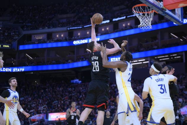 NBA, Basketball Herren, USA Houston Rockets vs Golden State Warriors in San Francisco SAN FRANCISCO, CALIFORNIA - APRIL 5: Alperen Sengun (28) of Houston Rockets in action during NBA game 39 between Houston Rockets and Golden State Warriors in San Francisco at Chase Center on April 5, 2026 in San Francisco, California, United States. Tayfun Coskun Anadolu California United States. Editorial use only. Please get in touch for any other usage.  Copyright: x2026xAnadoluxTayfunxCoskunx