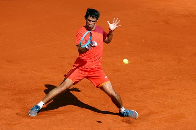 (260406) -- BUCHAREST, April 6, 2026 -- Mariano Navone of Argentina returns the ball to Daniel Merida of Spain during the final match of ATP, Tennis Herren 250 Tiriac Open tennis tournament in Bucharest, Romania, April 5, 2026. (Photo by Xinhua) (SP)ROMANIA-BUCHAREST-TENNIS-ATP 250 TIRIAC OPEN CristianxCristel 