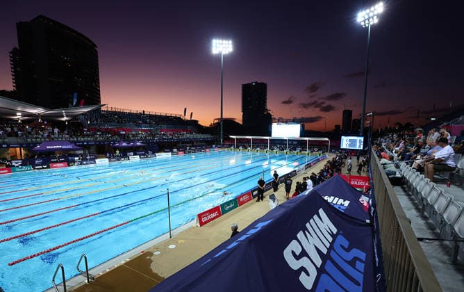 SWIMMING AUSTRALIAN CHAMPIONSHIPS, General view during the Australian Swimming Championships on the Gold Coast Aquatic Centre on the Gold Coast, Sunday, April 6, 2026. ( NO ARCHIVING, EDITORIAL USE ONLY GOLD COAST QUEENSLAND AUSTRALIA  Copyright: xx 20260406177537671498