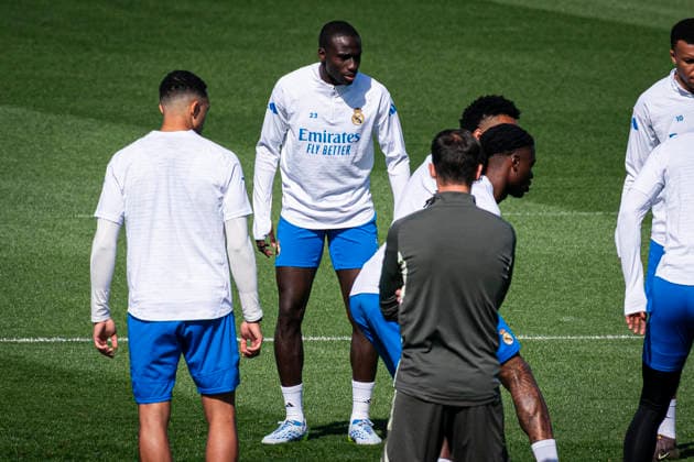 Real Madrid CF s Ferland Mendy during the training session prior to the Champions League Quarter-finals, first leg against Bayern Munchen. April 6, 2026. (2026040621)
