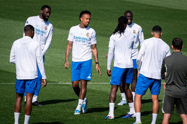 Real Madrid CF s Eder Militao during the training session prior to the Champions League Quarter-finals, first leg against Bayern Munchen. April 6, 2026. (2026040620)