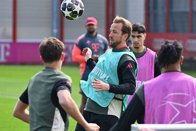 Harry KANE Bayern Muenchen , on the ball,Akion final training on 06 04 2026 Soccer Champions League,Season 2025 26, Quarterfinals Real Madrid FC Bayern Muenchen Â