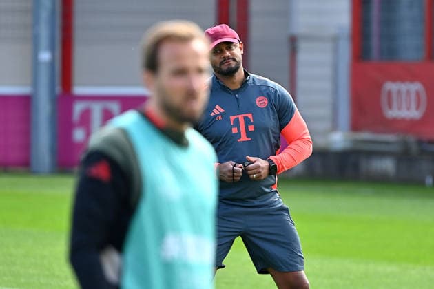 Harry KANE Bayern Muenchen , hi Coach Vincent KOMPANY Bayern Muenchen final training on 06 04 2026 Soccer Champions League,Season 2025 26, Quarterfinals Real Madrid FC Bayern Muenchen Â