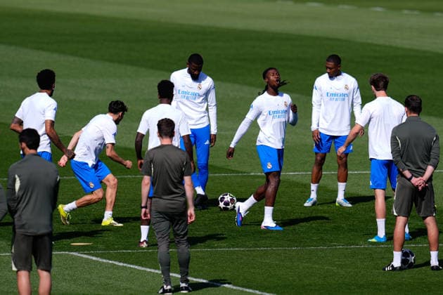 April 6, 2026, Madrid, Madrid, Spain: Eduardo Camavinga during the training day of Real Madrid ahead the UEFA Champions League 2025 26, Quarter-finals First Leg, football match against FC Bayern Munich at Ciudad Deportiva Real Madrid on April 06, 2026, in Valdebebas, Madrid, Spain. Real Madrid Training And press conference, PK, Pressekonferenz - Uefa Champions League 2025 26 Quarter-Finals First Leg - ZUMAa181 20260406_zaa_a181_011 Copyright: xDennisxAgyemanx