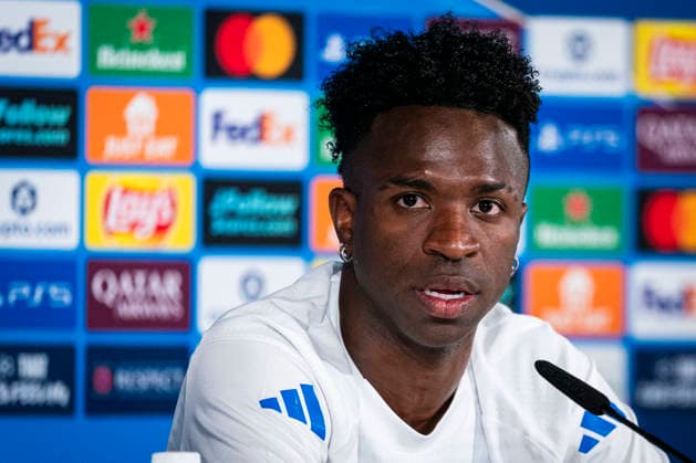 REAL MADRID V BAYERN MUNCHEN. CHAMPIONS LEAGUE 2025 2026. QUARTER-FINALS. 1ST LEG. Real Madrid CF s Vinicius Junior during the press conference, PK, Pressekonferenz prior to the Champions League Quarter-finals, first leg against Bayern Munchen. April 6, 2026. (ALTERPHOTOS Tomas Garrido) MadridSpain  Copyright: xTomasxGarridox