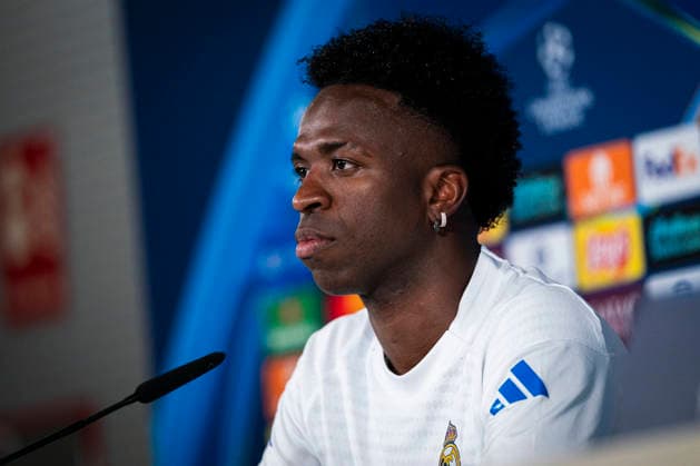 REAL MADRID V BAYERN MUNCHEN. CHAMPIONS LEAGUE 2025 2026. QUARTER-FINALS. 1ST LEG. Real Madrid CF s Vinicius Junior during the press conference, PK, Pressekonferenz prior to the Champions League Quarter-finals, first leg against Bayern Munchen. April 6, 2026. (ALTERPHOTOS Tomas Garrido) MadridSpain  Copyright: xTomasxGarridox
