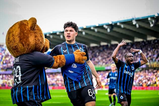 Club Brugge v RSC Anderlecht - Jupiler Pro League Champions Play-Off BRUGGE, BELGIUM - APRIL 06 : Sabbe Kyriani defender of Club Brugge celebrates after scoring during the Jupiler Pro League Champions Play-Off match between Club Brugge and RSC Anderlecht on April 6, 2026 in Brugge, Belgium, 06 04 2026 Brugge Belgium  Copyright: xJanxDexMeuleneirx