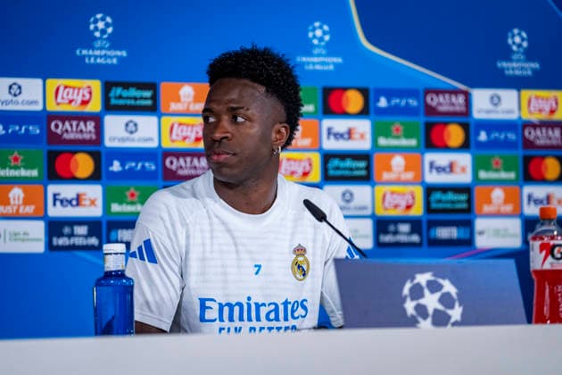 Real Madrid CF Training Session And press conference, PK, Pressekonferenz - UEFA Champions League 2025 26 Quarter-Final First Leg MADRID, SPAIN - APRIL 6: Vinicius Junior of Real Madrid is seen during the press conference during the training session and press conference ahead of the UEFA Champions League 2025 26 Quarter-Final First Leg against FC Bayern München at Ciudad Real Madrid on April 6, 2026 in Madrid, Spain. Valdebebas Ciudad Real Madrid Madrid Spain Copyright: xAlbertoxGardinx AGardin_20260606_Foot_Champ_Real_Madrid_PC_1167
