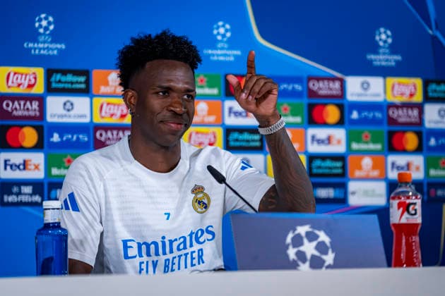 Real Madrid CF Training Session And press conference, PK, Pressekonferenz - UEFA Champions League 2025 26 Quarter-Final First Leg MADRID, SPAIN - APRIL 6: Vinicius Junior of Real Madrid is seen during the press conference during the training session and press conference ahead of the UEFA Champions League 2025 26 Quarter-Final First Leg against FC Bayern München at Ciudad Real Madrid on April 6, 2026 in Madrid, Spain. Valdebebas Ciudad Real Madrid Madrid Spain Copyright: xAlbertoxGardinx AGardin_20260606_Foot_Champ_Real_Madrid_PC_1171
