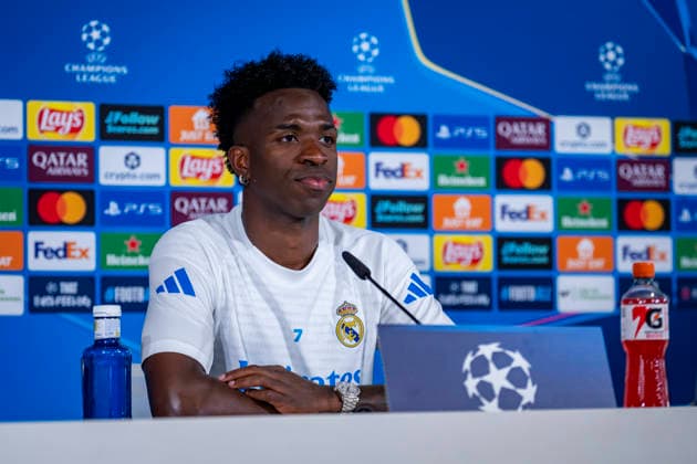 Real Madrid CF Training Session And press conference, PK, Pressekonferenz - UEFA Champions League 2025 26 Quarter-Final First Leg MADRID, SPAIN - APRIL 6: Vinicius Junior of Real Madrid is seen during the press conference during the training session and press conference ahead of the UEFA Champions League 2025 26 Quarter-Final First Leg against FC Bayern München at Ciudad Real Madrid on April 6, 2026 in Madrid, Spain. Valdebebas Ciudad Real Madrid Madrid Spain Copyright: xAlbertoxGardinx AGardin_20260606_Foot_Champ_Real_Madrid_PC_1173
