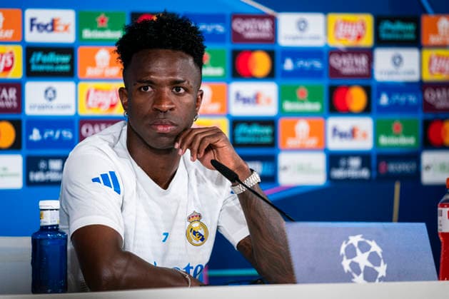 Real Madrid CF s Vinicius Junior during the press conference, PK, Pressekonferenz prior to the Champions League Quarter-finals, first leg against Bayern Munchen. April 6, 2026. (20260406148)