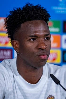 Real Madrid CF Training Session And press conference, PK, Pressekonferenz - UEFA Champions League 2025 26 Quarter-Final First Leg MADRID, SPAIN - APRIL 6: Vinicius Junior of Real Madrid is seen during the press conference during the training session and press conference ahead of the UEFA Champions League 2025 26 Quarter-Final First Leg against FC Bayern München at Ciudad Real Madrid on April 6, 2026 in Madrid, Spain. Valdebebas Ciudad Real Madrid Madrid Spain Copyright: xAlbertoxGardinx AGardin_20260606_Foot_Champ_Real_Madrid_PC_1176
