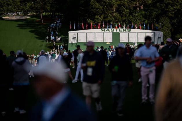 260406 General view of the leaderboard prior to the 2026 Masters Golf Tournament on April 6, 2026 in Augusta Photo Petter Arvidson BILDBYRAN kod PA PA1190 golf masters bbeng the masters augusta genre  Copyright: PETTERxARVIDSON BB260406PA003
