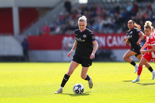 Paula Flach 5, SGS Essen at the match between FC Bayern Munich v SGS Essen, Football, Women, DFB Cup Women, 2025 2026, Semifinal on 06 04 2026 in Munich, FC Bayern Campus Bayern Germany