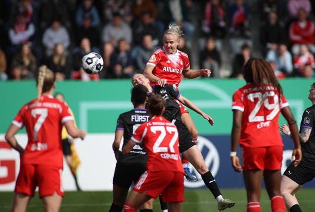 Football, Women, 2025 2026 season, FC Bayern Munich SGS Essen, DFB Cup, semi-final, Campus 2 0 by Pernille Harder FC Bayern Munich goal, header goal