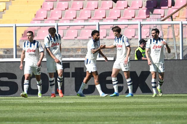 Atalanta BC celebrates after the goal during US Lecce vs Atalanta BC, Italian soccer Serie A match in Lecce, Italy, April 06 2026  Copyright: xPasqualexGolia IPAxSportx xipa-agency.netx xx IPA_73787578 IPA_Agency_IPA73787578