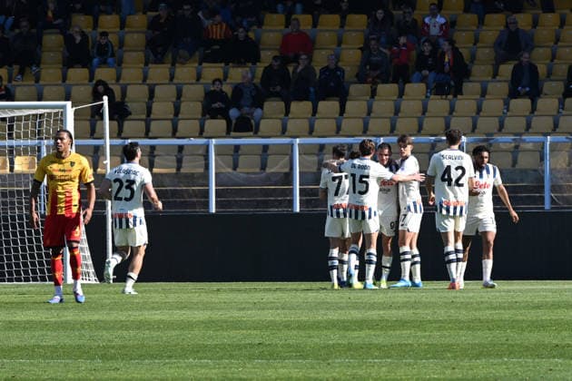 Atalanta s Nikola Krstovic scores a second goal for his team 0-2 during the Serie A Enilive matchday 31 between US Lecce and Atalanta BC at the Stadio Via del Mare in Lecce, Italy, Sunday, April 6, 2026. (Photo Pierluigi Pinto LaPresse)  Copyright: xPierluigixPinto LaPressex