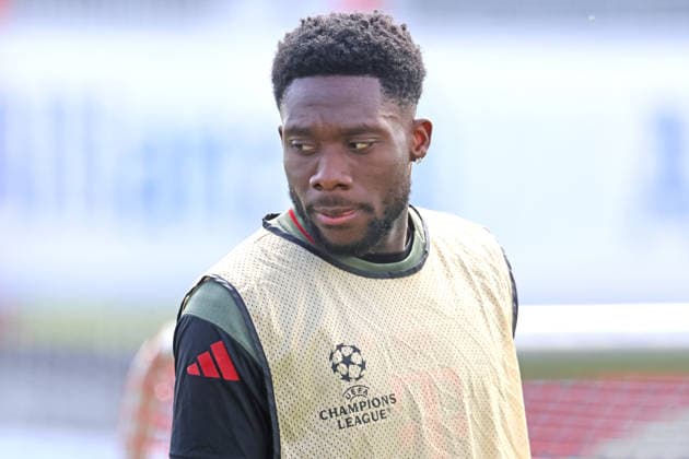 19 Alphonso Davies, Portraet, Portrait, Football Final training before UEFA Champions League match Real Madrid CF FC Bayern München 06 04 2026 Training ground, Säbenerstr PHOTO Mladen Lackovic LakoPress