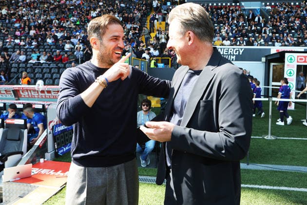 Como’s head coach Cesc Fabregas and Udinese’s head coach Kosta Runjaic during the Serie A soccer match between Udinese and Como at the Bluenergy Stadium in Udine, north east Italy - Monday, April 06,2026 - soccer  Copyright: xAndreaxBressanutti LaPressex