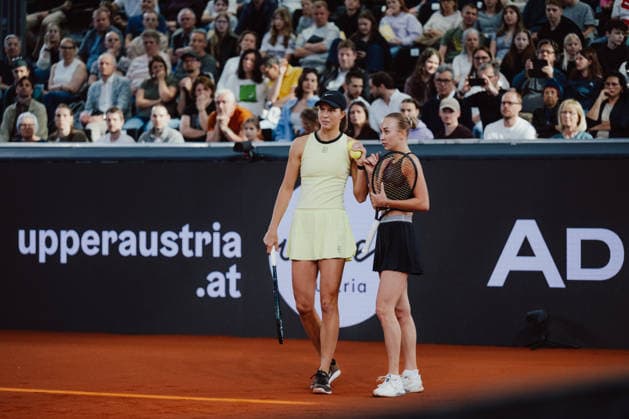 TENNIS - WTA, Tennis Damen Upper Austria Ladies Linz LINZ,AUSTRIA,06.APR.26 - TENNIS - WTA Tour, Upper Austria Ladies Linz. Image shows Lilli Tagger and Anastasia Potapova (AUT).  GEPAxpictures xAlexanderxSolc