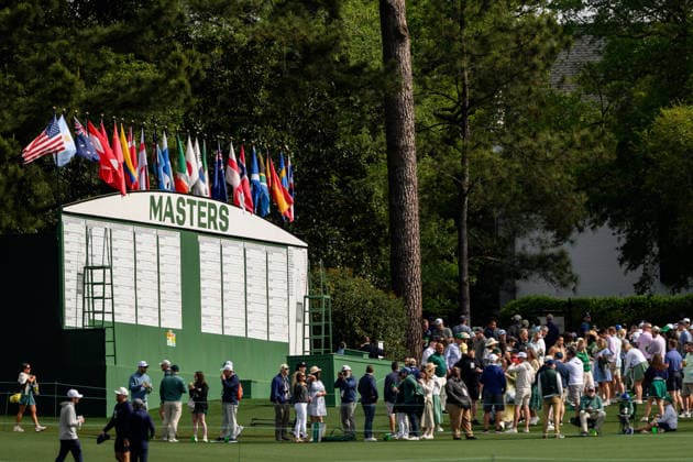 260406 General view of the leaderboard prior to the 2026 Masters Golf Tournament on April 6, 2026 in Augusta Photo Petter Arvidson BILDBYRAN kod PA PA1190 golf masters bbeng the masters augusta  Copyright: PETTERxARVIDSON BB260406PA041