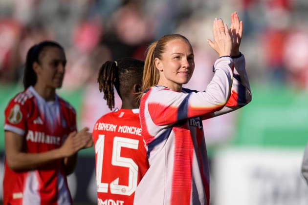 Soccer, Womens DFB Cup, 20260406, FC Bayern Munich SGS Essen In the picture Final cheer Glodis VIGGOSDOTTIR Bayern, 4 Munich FC Bayern Campus Bayern Germany Copyright: Passion2Press MarkusxFischerx